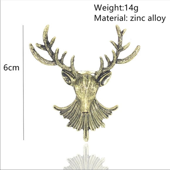 NEW Antique Gold Holiday Reindeer Antler Brooch - Picture 2 of 5